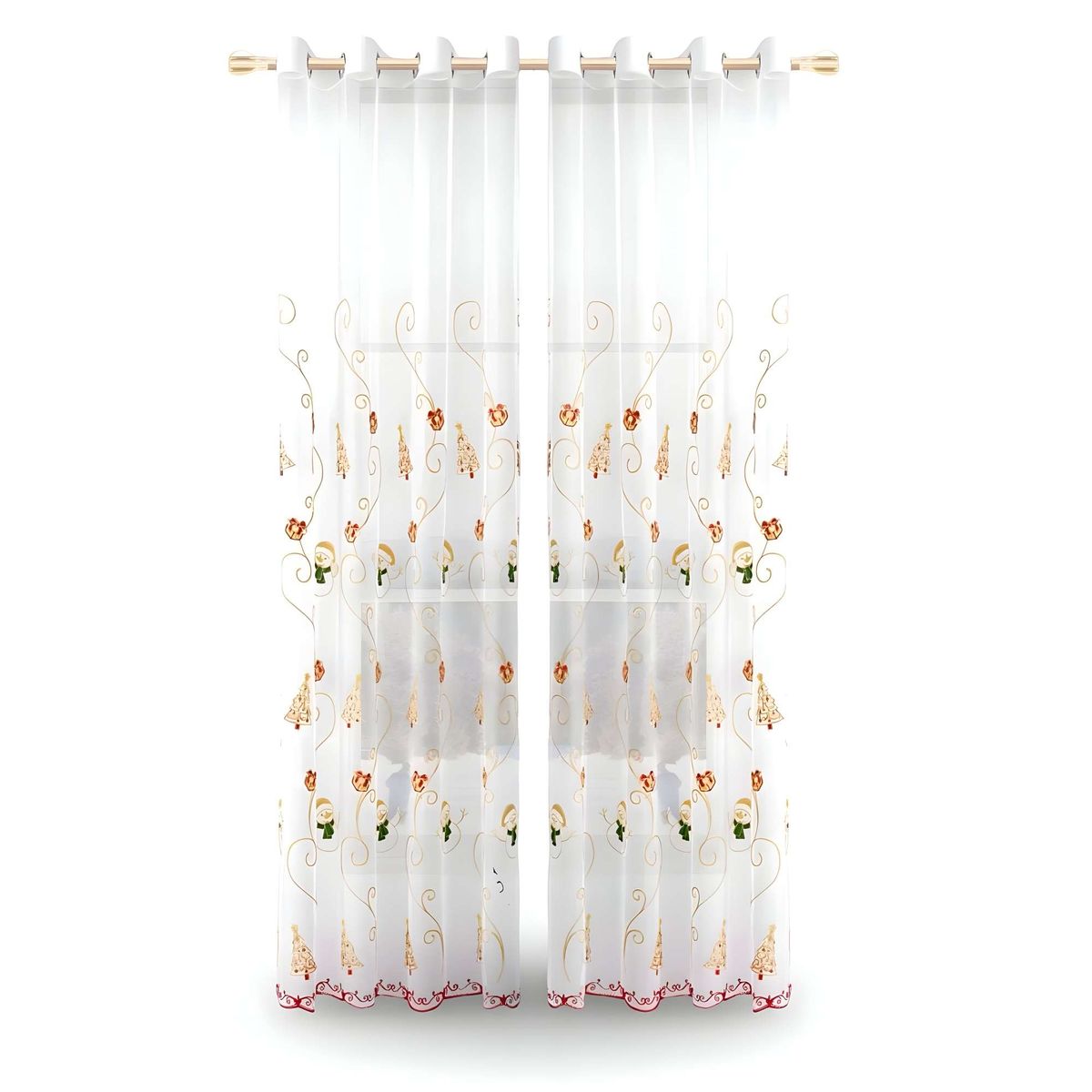 GENERICO - 2 PANEL DE CORTINA VISILLO TRANSPARENTE DISEÑO NAVIDEÑO 140X230 CM V2