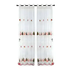 GENERICO - 2 PANEL DE CORTINA VISILLO TRANSPARENTE DISEÑO NAVIDEÑO 140X230 CM V4