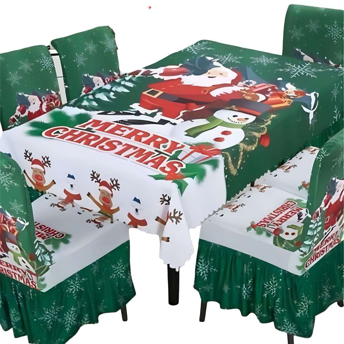 GENERICO - Juego de Mantel y 6 Fundas de Sillas Navidad 7 Piezas 02