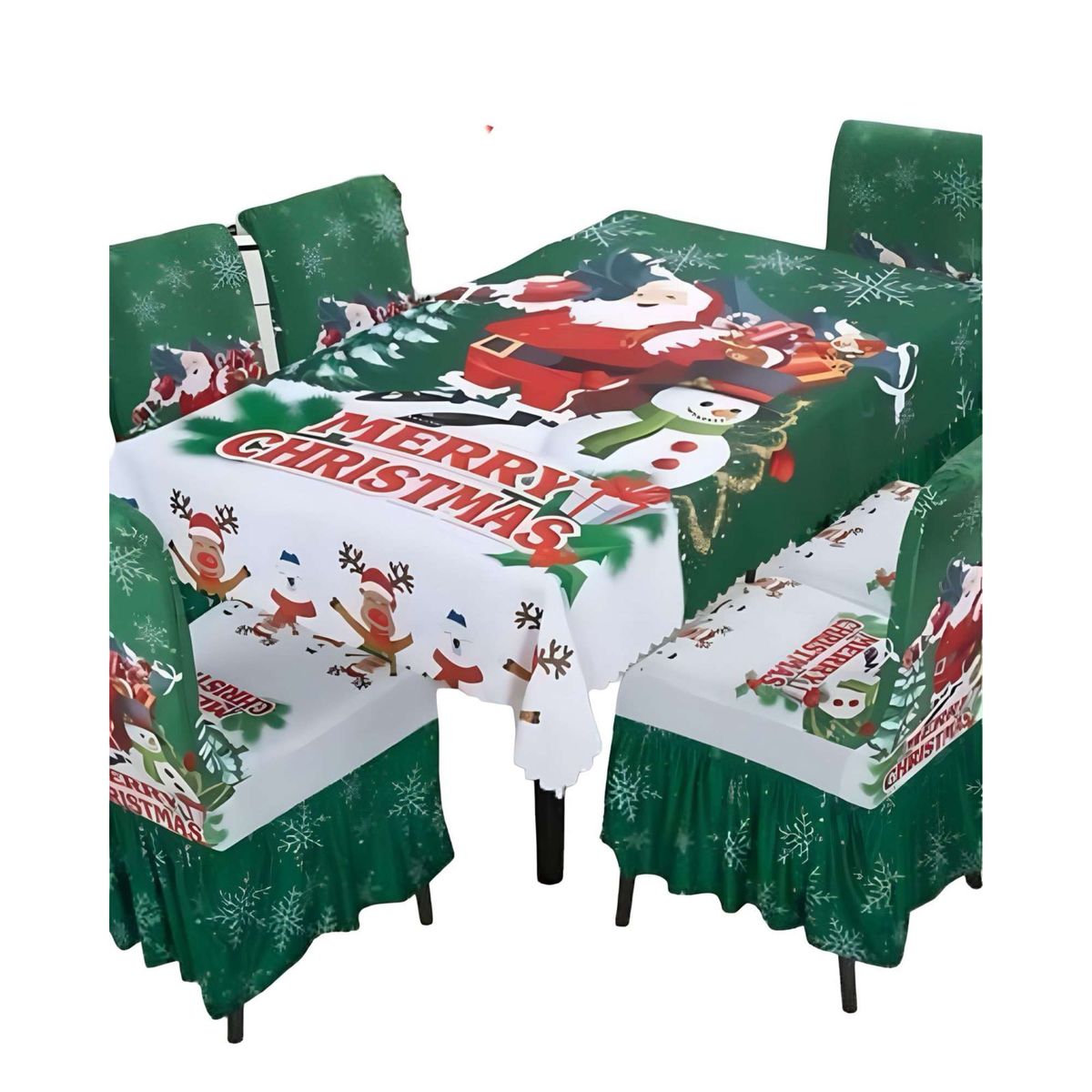 GENERICO - Juego de Mantel y 6 Fundas de Sillas Navidad 7 Piezas 02