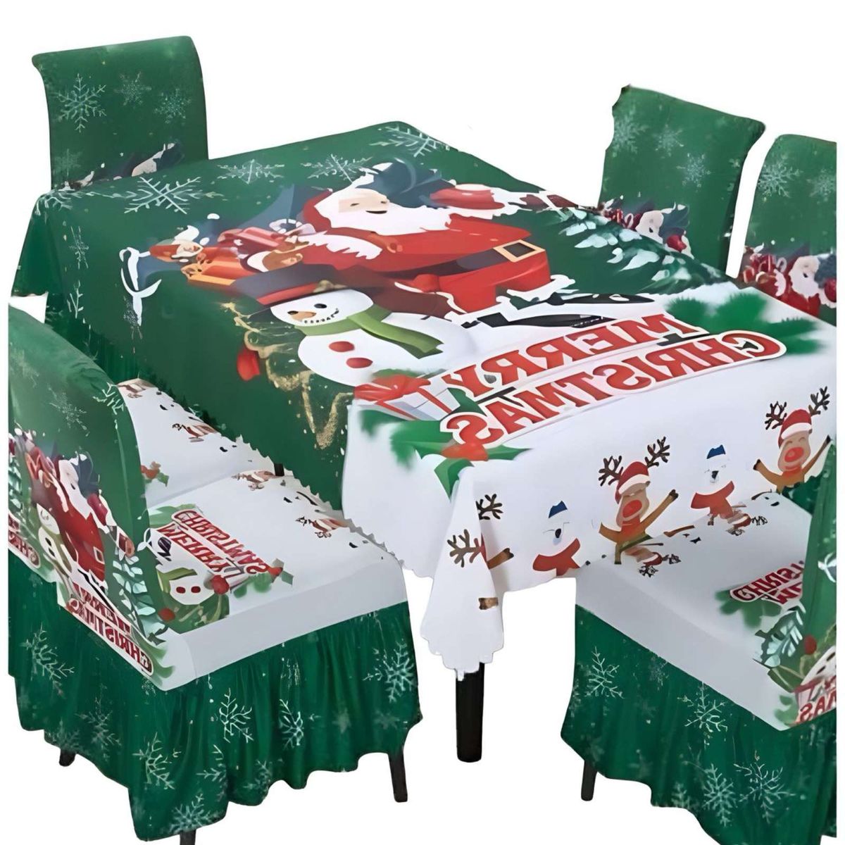 GENERICO - Juego de Mantel y 6 Fundas de Sillas Navidad 7 Piezas 02