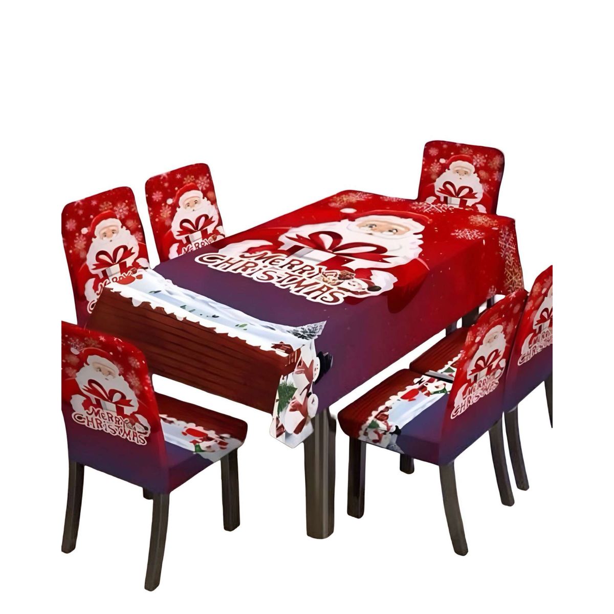 GENERICO - Juego de Mantel y 6 Fundas de Sillas Navidad 7 Piezas 03
