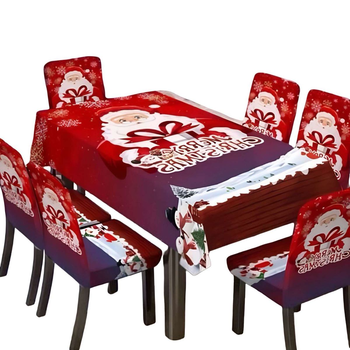 GENERICO - Juego de Mantel y 6 Fundas de Sillas Navidad 7 Piezas 03
