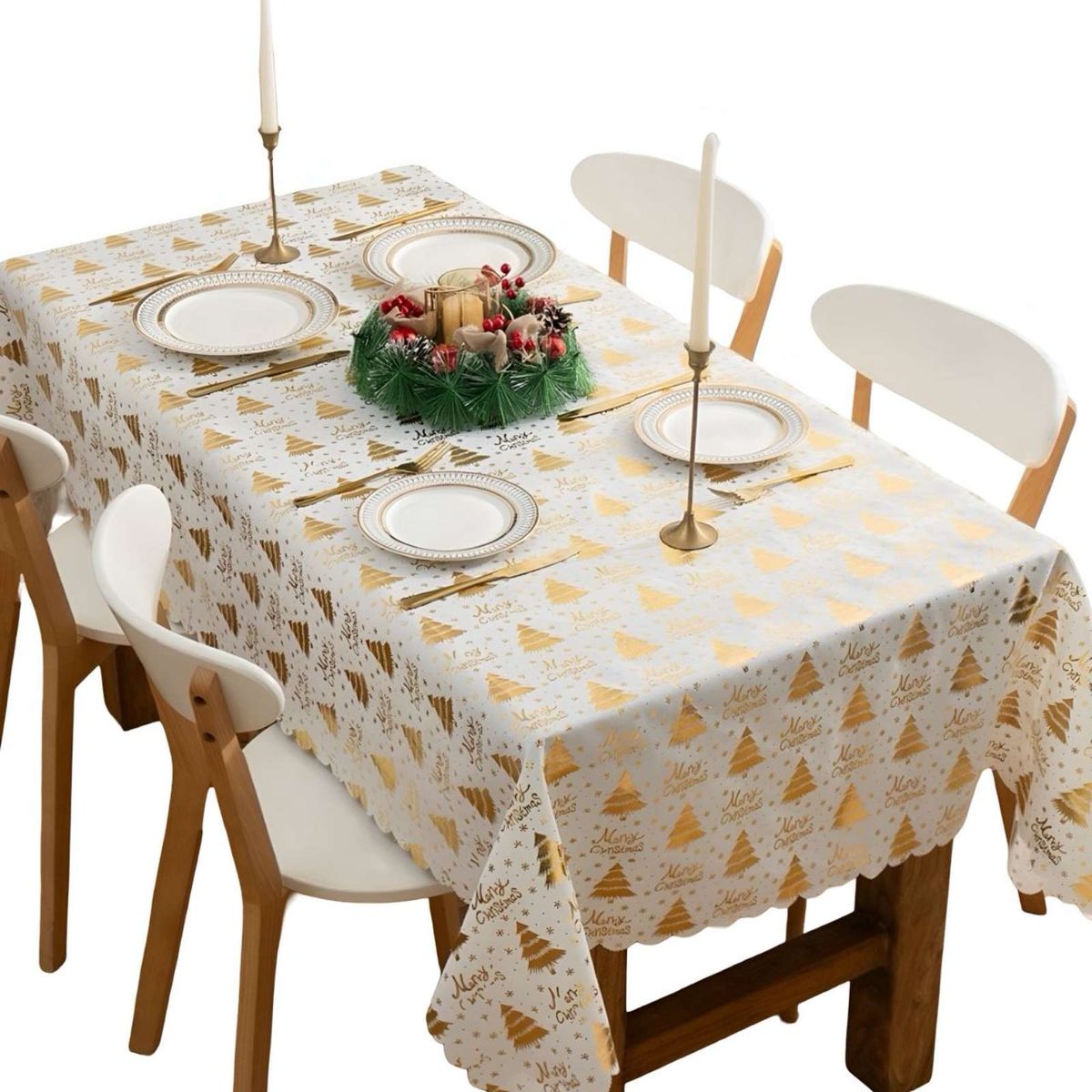 GENERICO - Mantel decorativo antimanchasDiseño navideño 140x220 cm 07