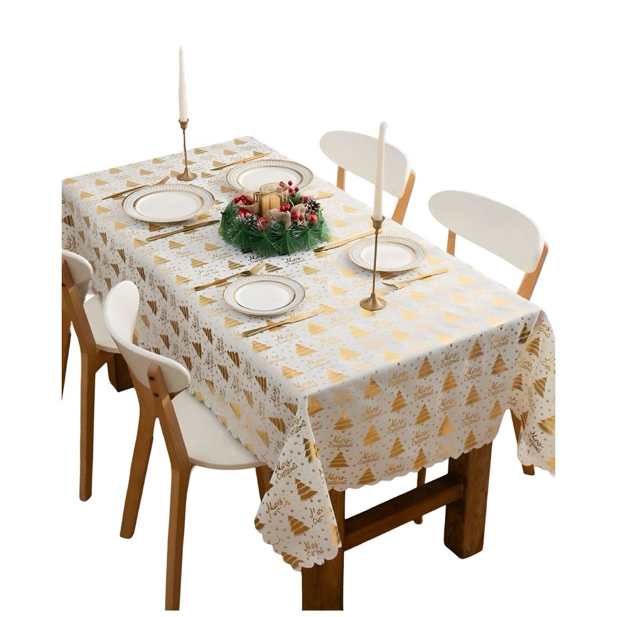 GENERICO - Mantel decorativo antimanchasDiseño navideño 140x220 cm 07