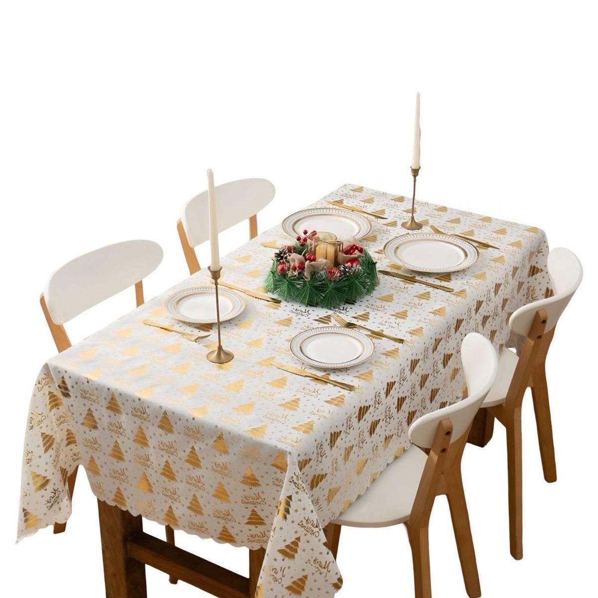 GENERICO - Mantel decorativo antimanchasDiseño navideño 140x220 cm 07