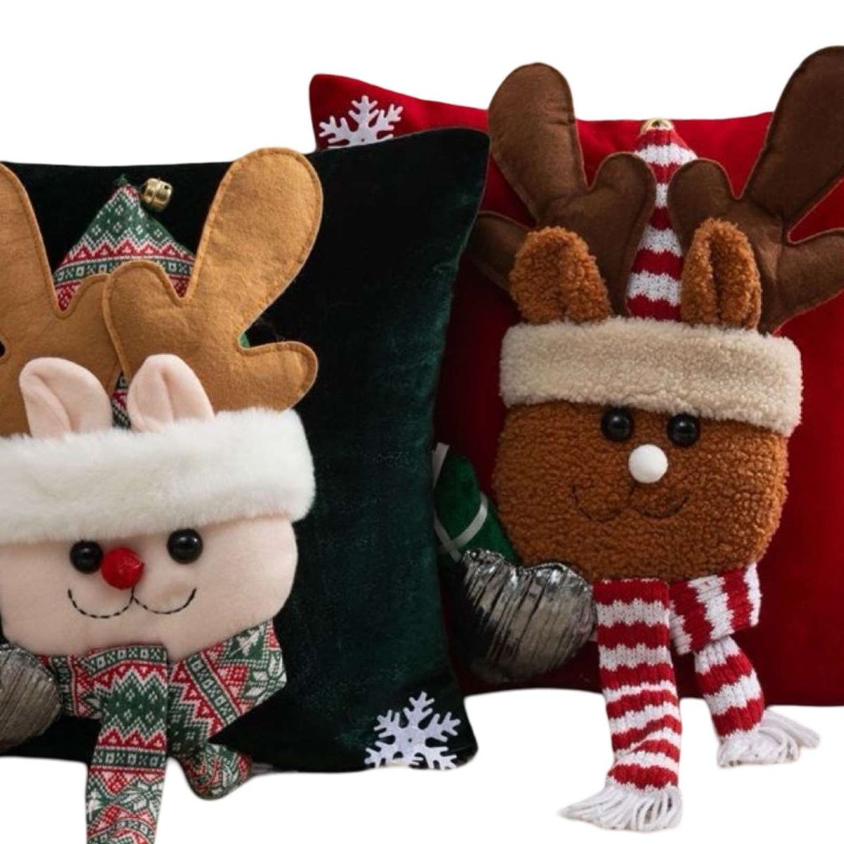 GENERICO - SET DE 2 FUNDAS DE COJIN PARA NAVIDAD 3D   B1