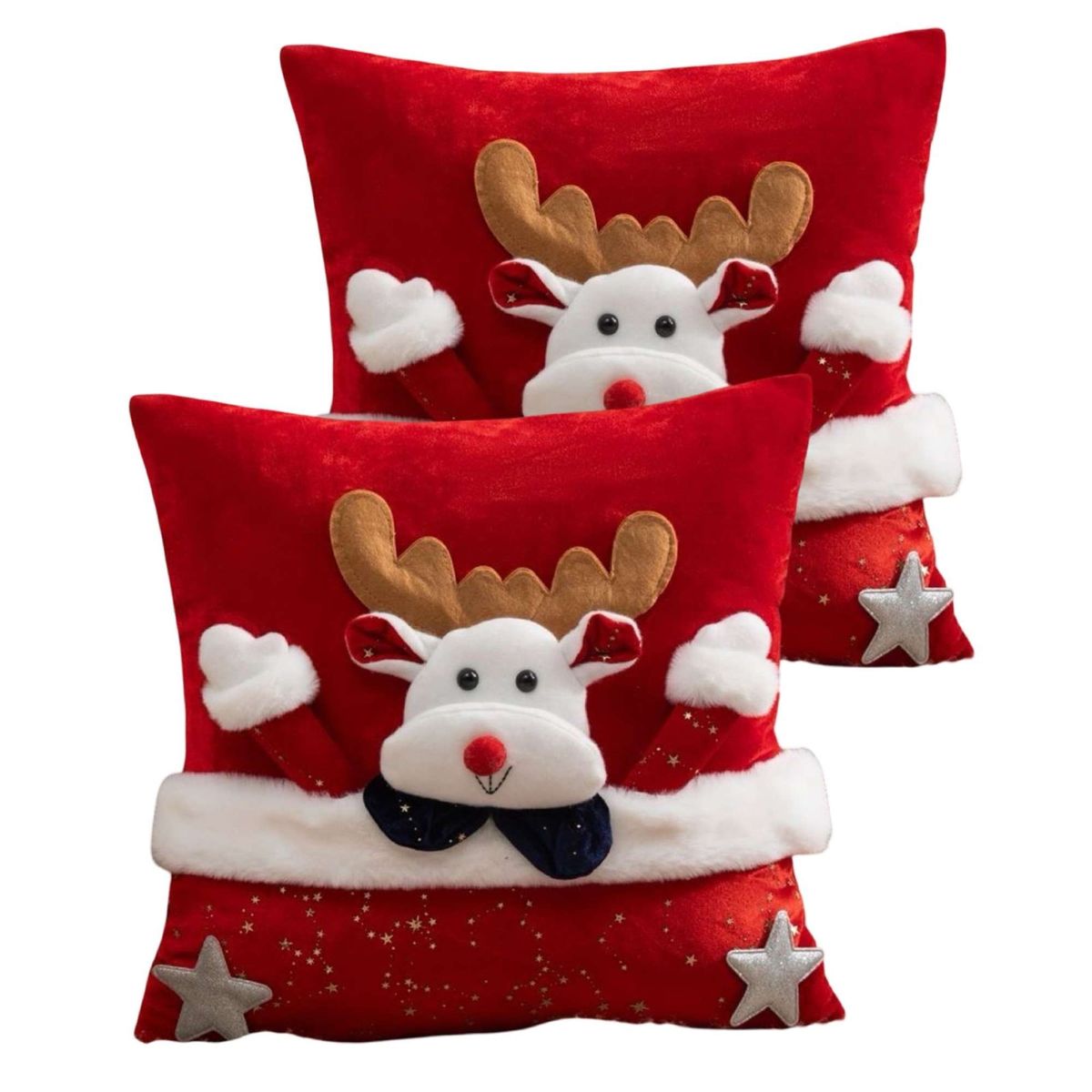 GENERICO - SET DE 2 FUNDAS DE COJIN PARA NAVIDAD 3D   B8