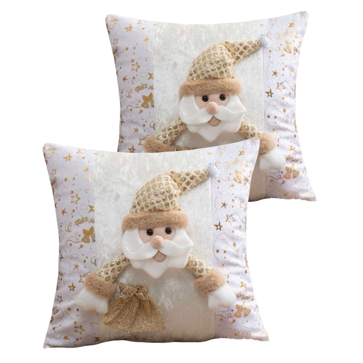 GENERICO - SET DE 2 FUNDAS DE COJIN PARA NAVIDAD 3D   B9