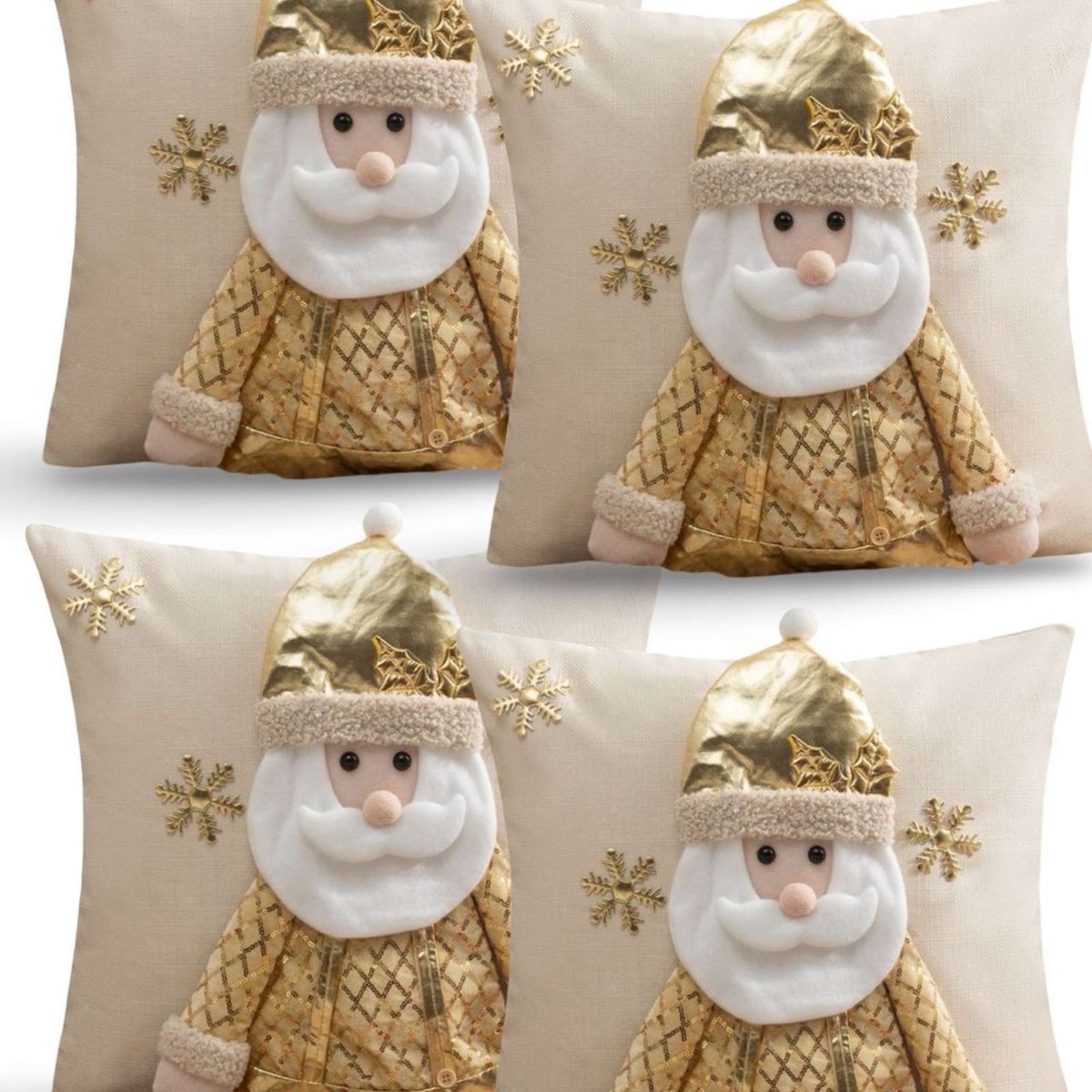 GENERICO - SET DE 4 FUNDAS DE COJIN PARA NAVIDAD 3D   B18