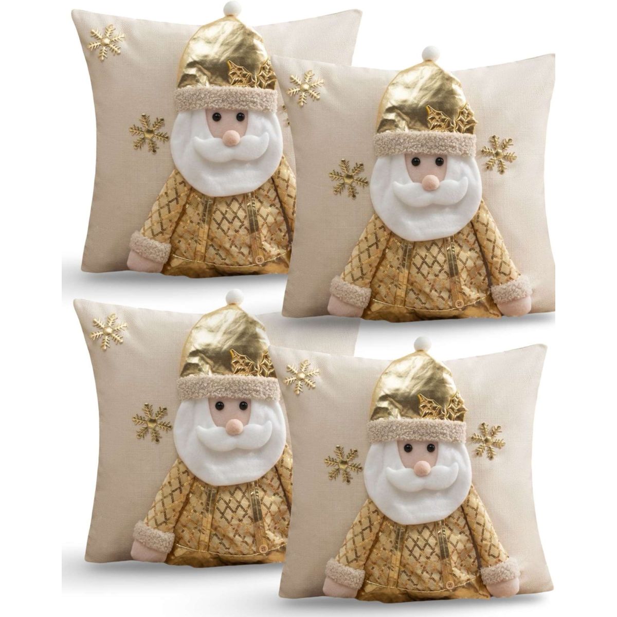 GENERICO - SET DE 4 FUNDAS DE COJIN PARA NAVIDAD 3D   B18