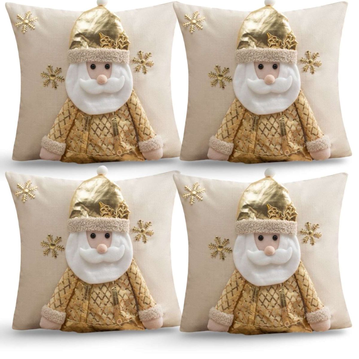 GENERICO - SET DE 4 FUNDAS DE COJIN PARA NAVIDAD 3D   B18