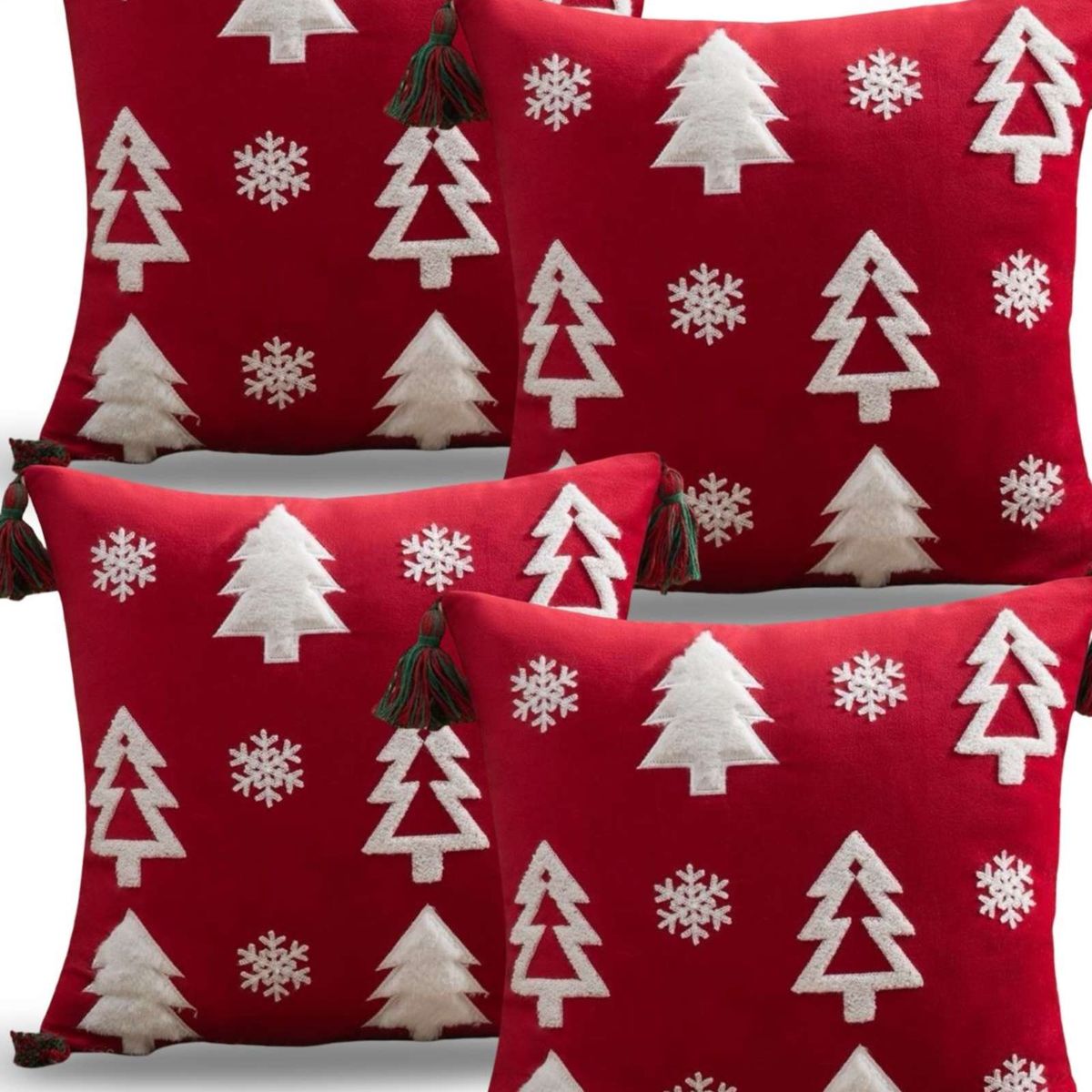 GENERICO - SET DE 4 FUNDAS DE COJIN PARA NAVIDAD A4