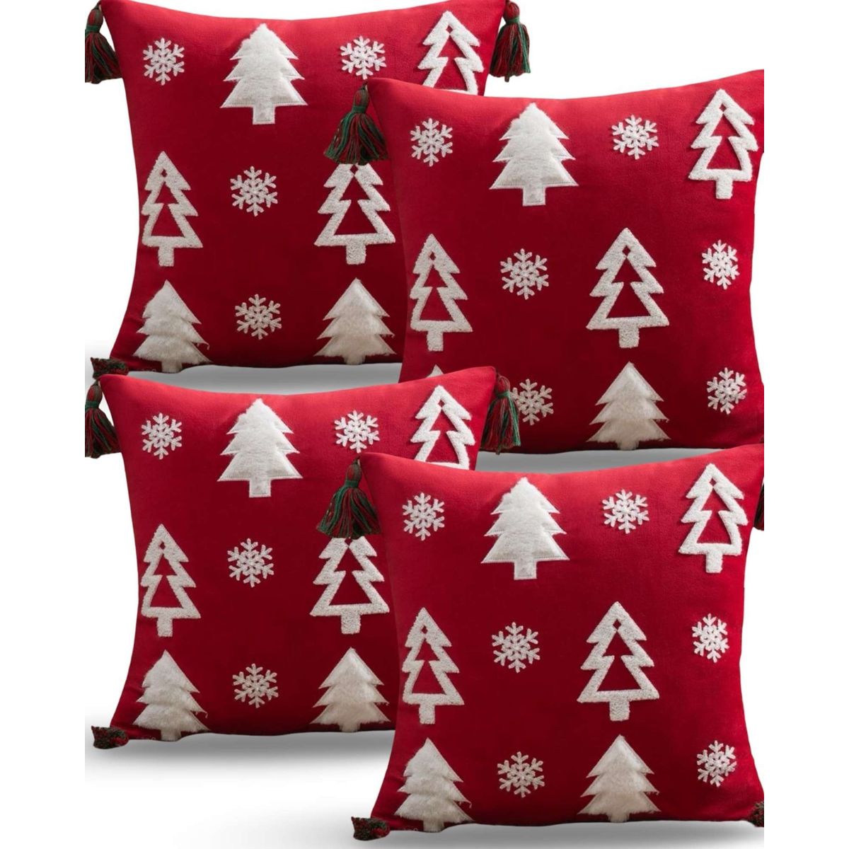 GENERICO - SET DE 4 FUNDAS DE COJIN PARA NAVIDAD A4