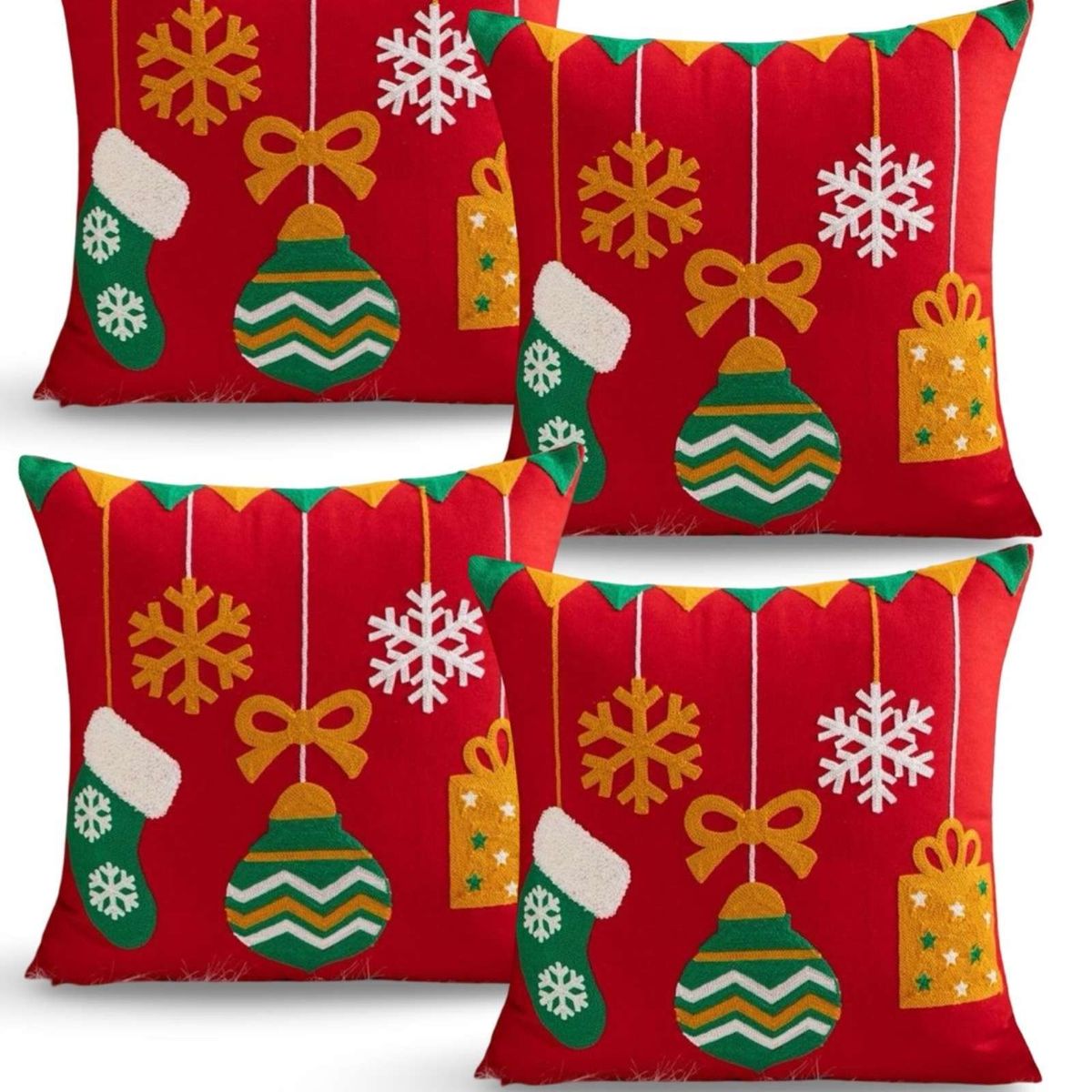 GENERICO - SET DE 4 FUNDAS DE COJIN PARA NAVIDAD K1