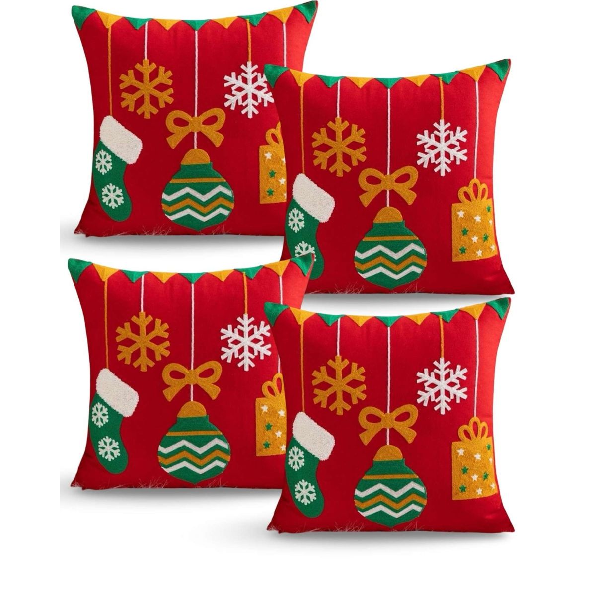 GENERICO - SET DE 4 FUNDAS DE COJIN PARA NAVIDAD K1