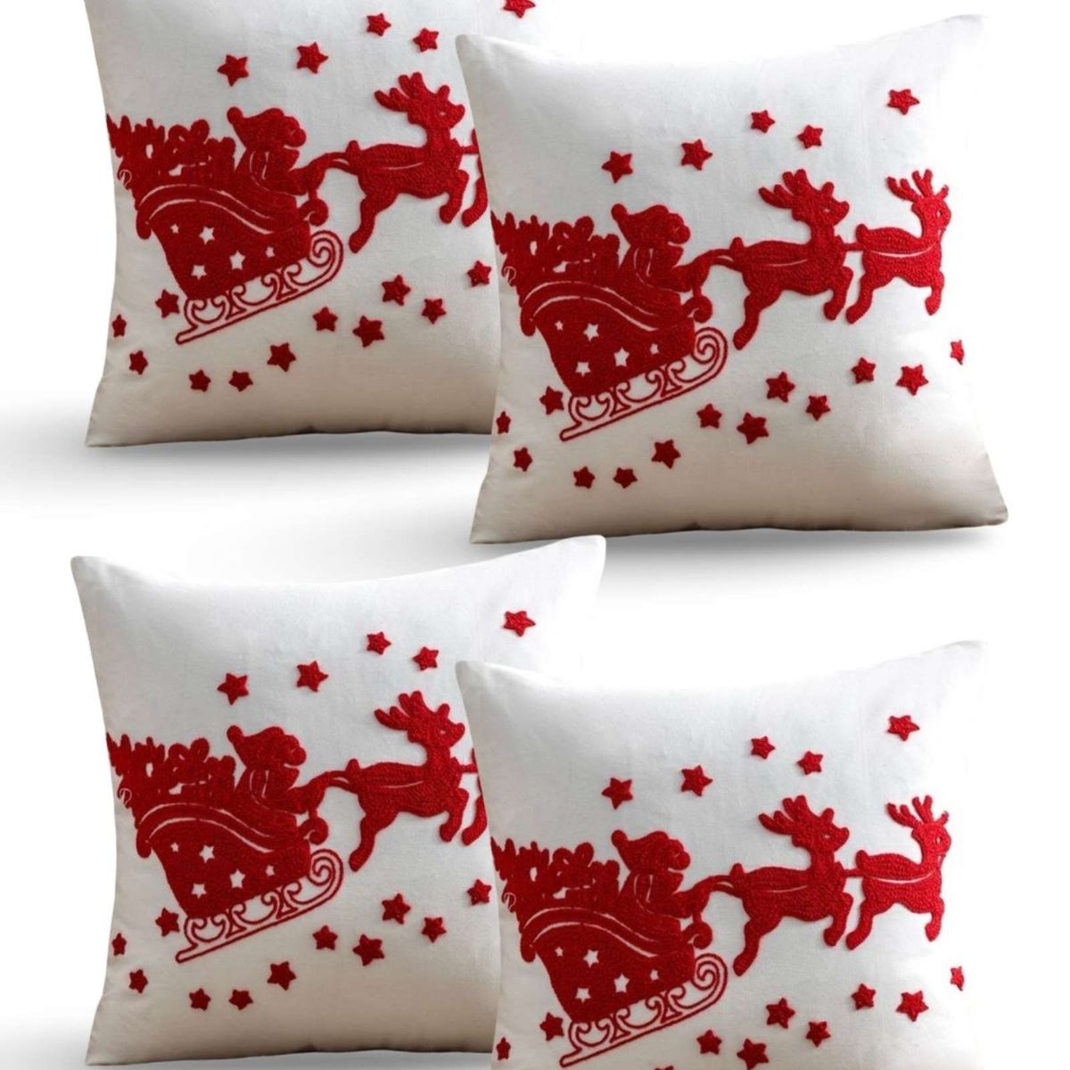 GENERICO - SET DE 4 FUNDAS DE COJIN PARA NAVIDAD K15