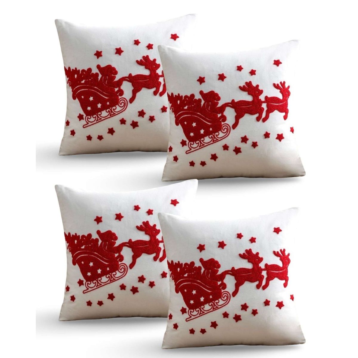 GENERICO - SET DE 4 FUNDAS DE COJIN PARA NAVIDAD K15