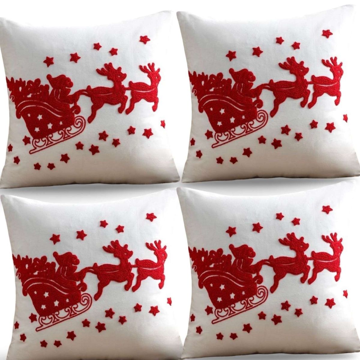 GENERICO - SET DE 4 FUNDAS DE COJIN PARA NAVIDAD K15