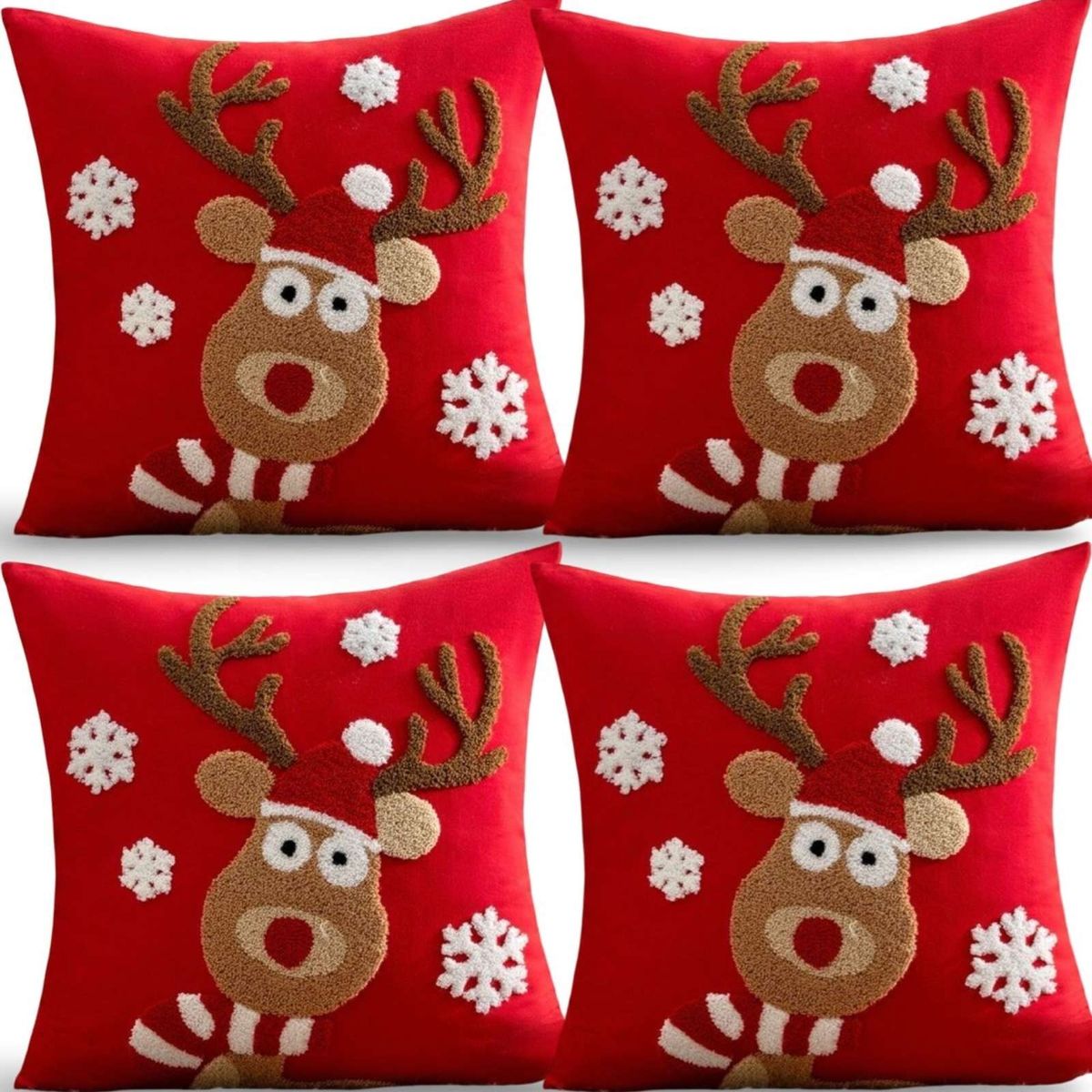 GENERICO - SET DE 4 FUNDAS DE COJIN PARA NAVIDAD K18