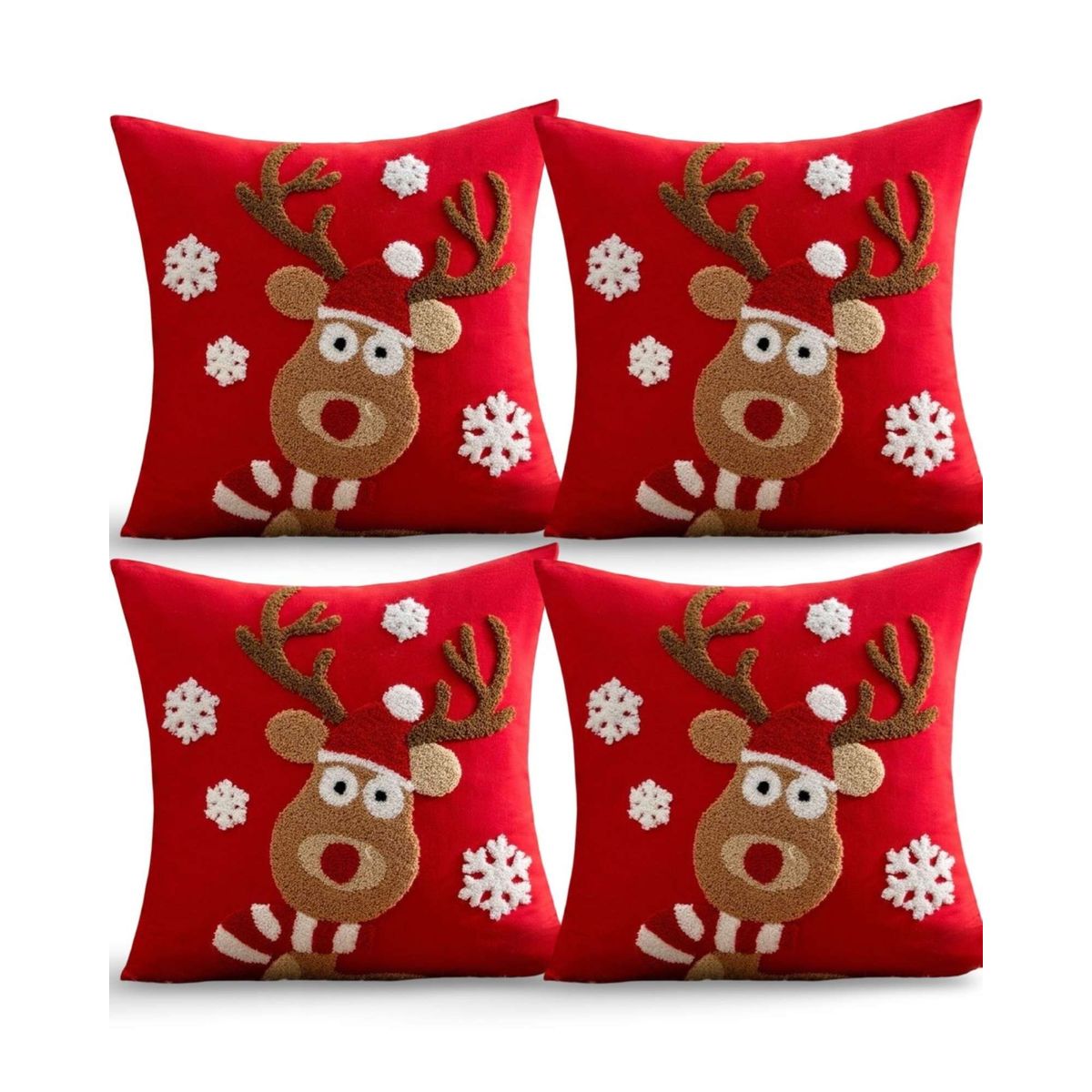 GENERICO - SET DE 4 FUNDAS DE COJIN PARA NAVIDAD K18