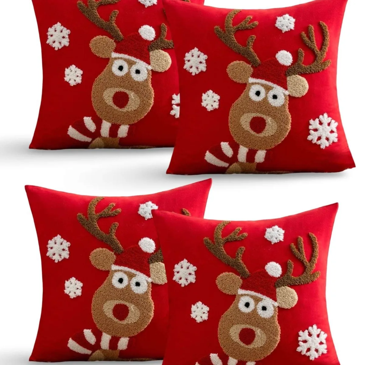 GENERICO - SET DE 4 FUNDAS DE COJIN PARA NAVIDAD K18