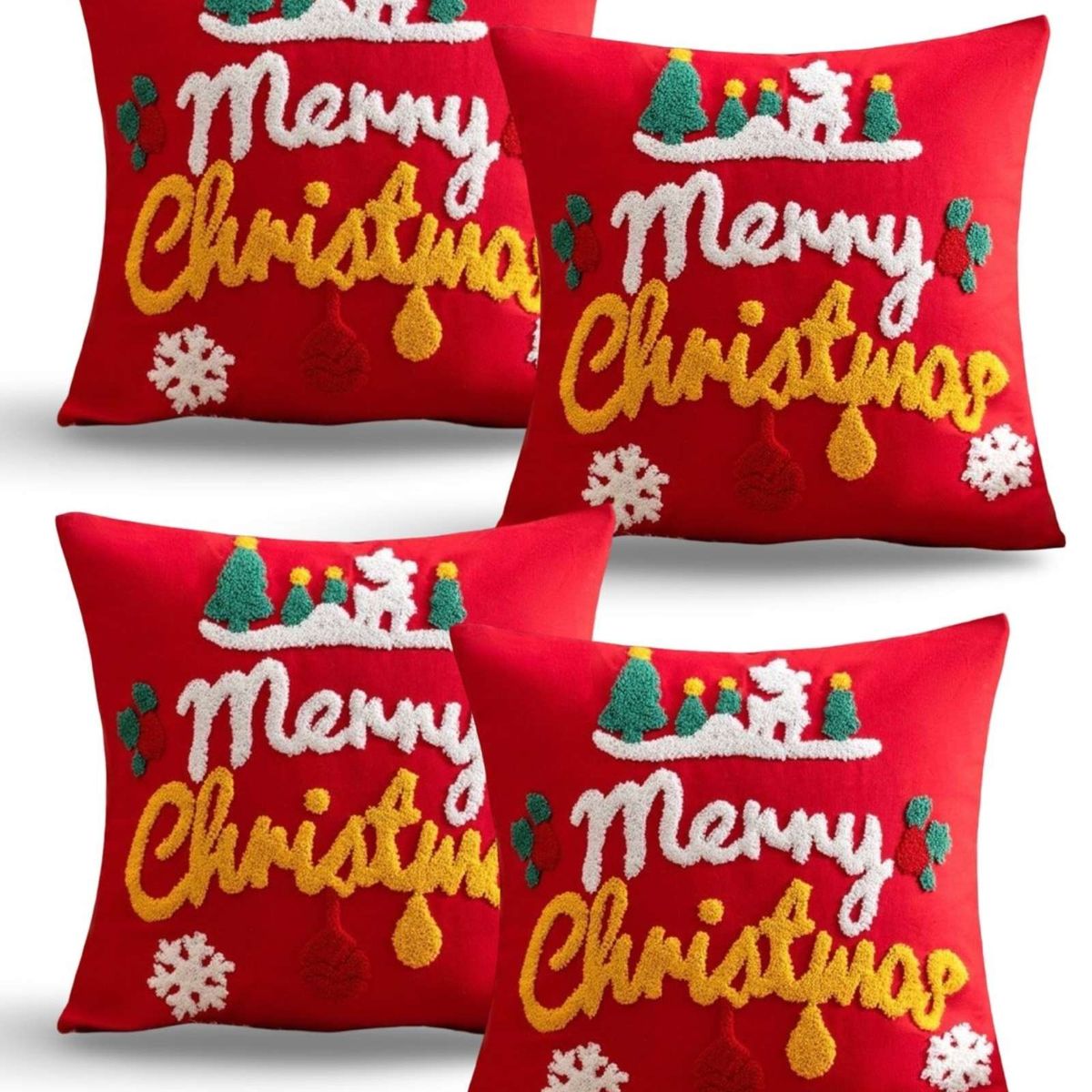 GENERICO - SET DE 4 FUNDAS DE COJIN PARA NAVIDAD K22