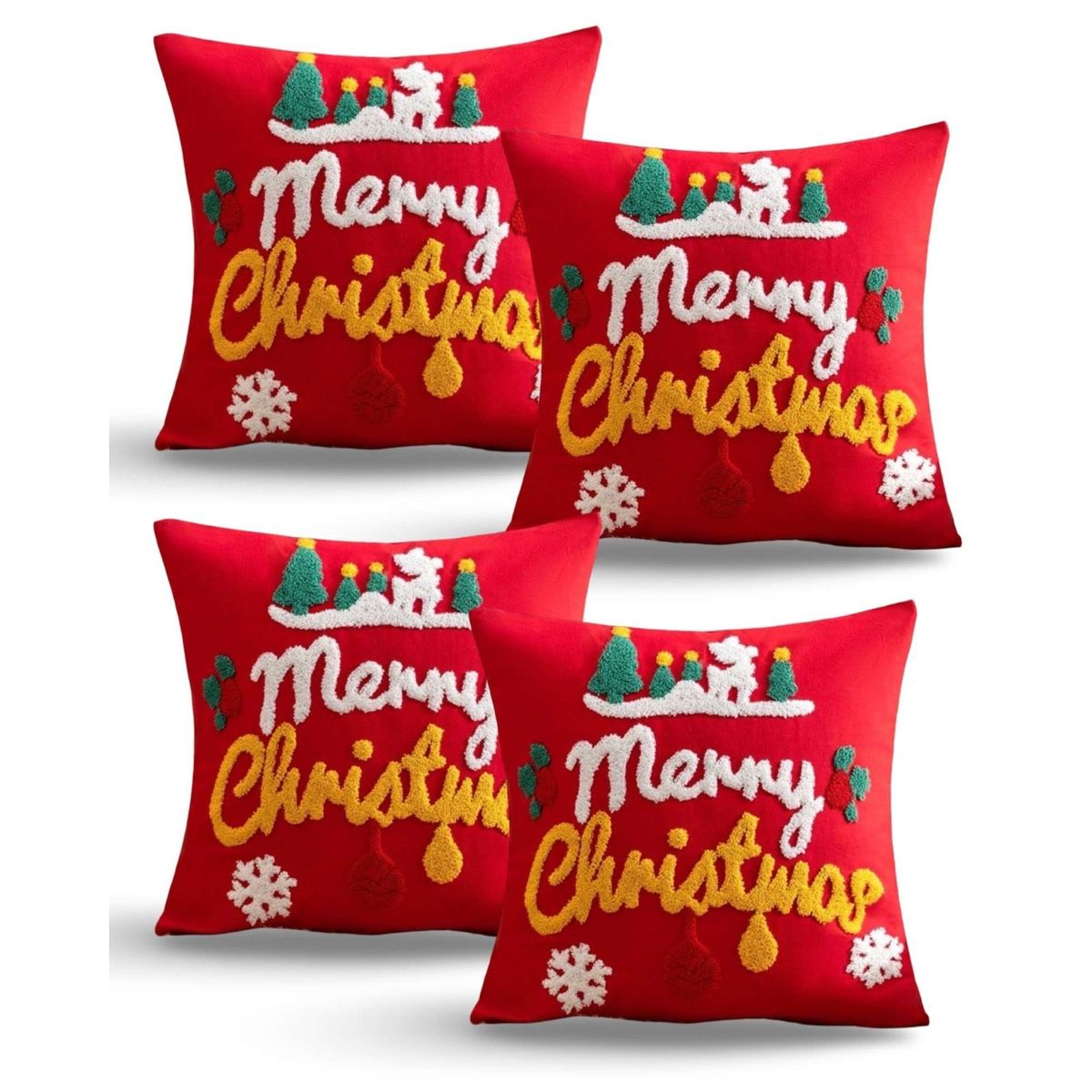 GENERICO - SET DE 4 FUNDAS DE COJIN PARA NAVIDAD K22