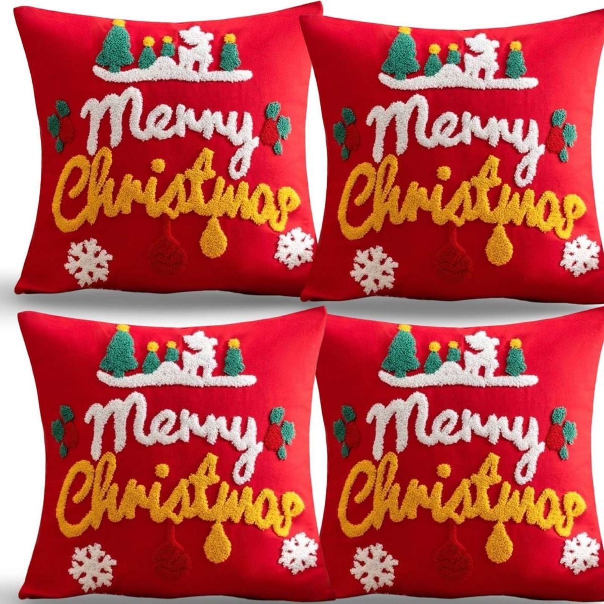 GENERICO - SET DE 4 FUNDAS DE COJIN PARA NAVIDAD K22