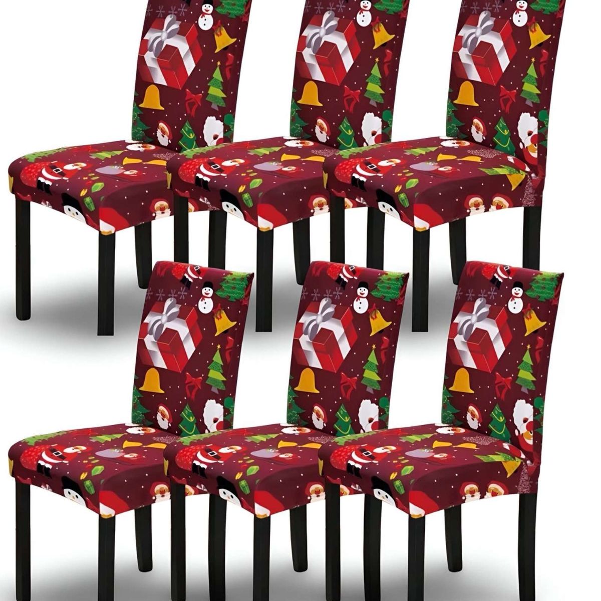 GENERICO - SET DE 6 FUNDAS PARA SILLAS DISEÑO NAVIDAD R03
