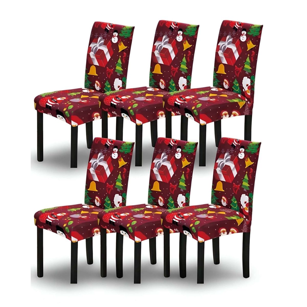 GENERICO - SET DE 6 FUNDAS PARA SILLAS DISEÑO NAVIDAD R03