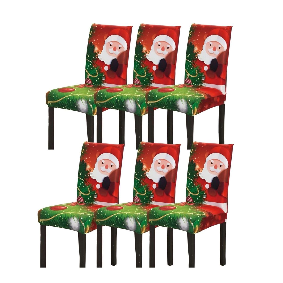 GENERICO - SET DE 6 FUNDAS PARA SILLAS DISEÑO NAVIDAD R06