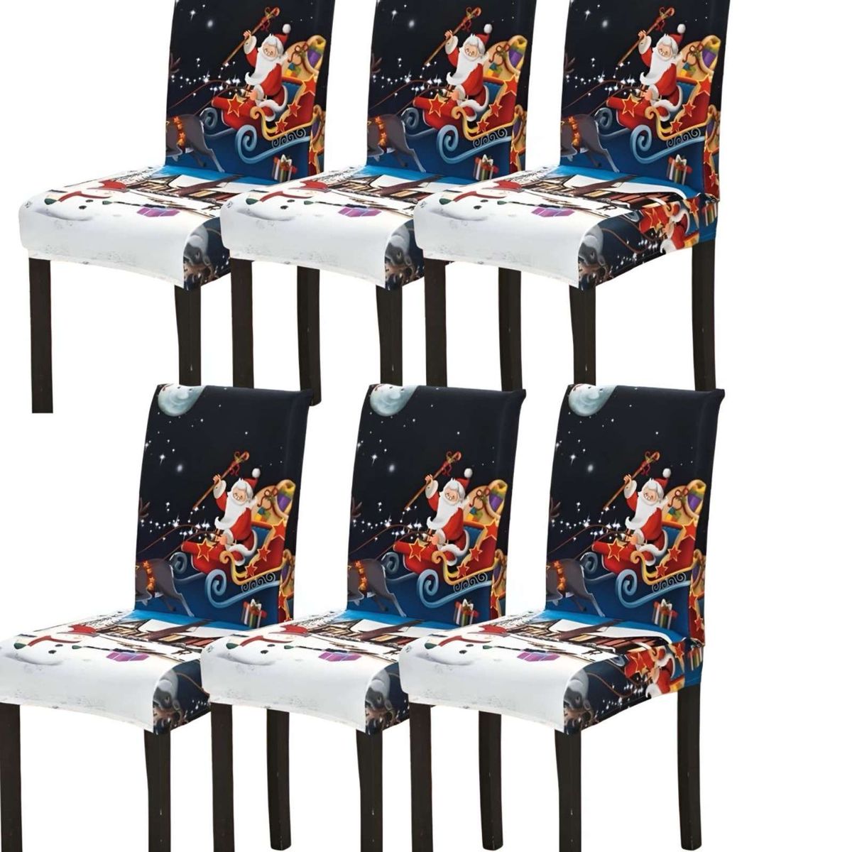 GENERICO - SET DE 6 FUNDAS PARA SILLAS DISEÑO NAVIDAD R07