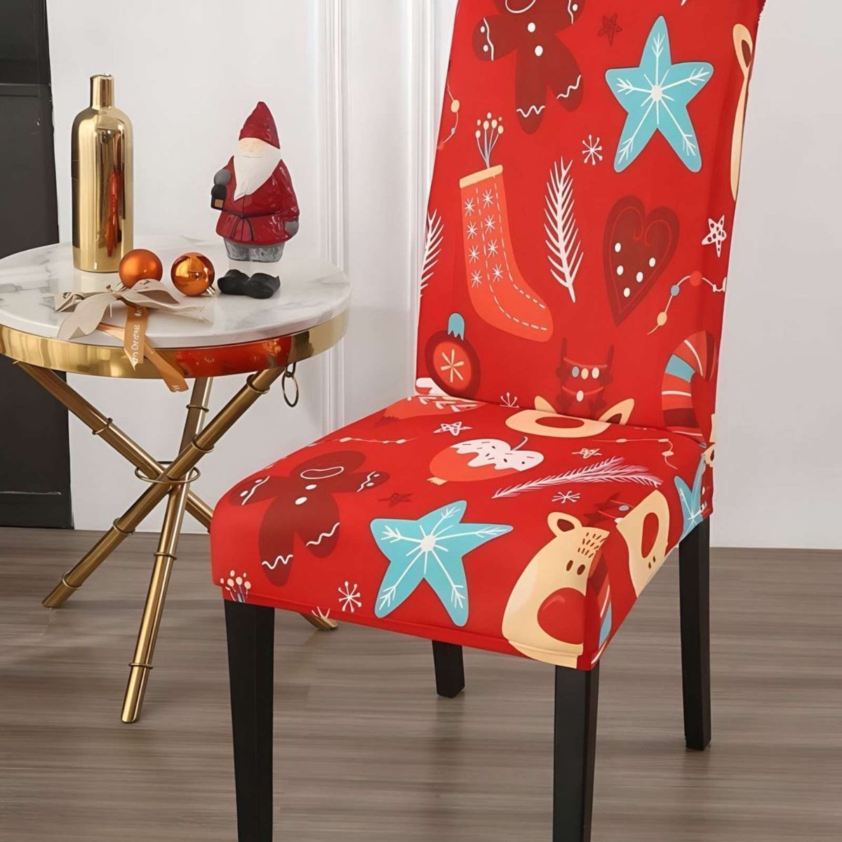 GENERICO - SET DE 6 FUNDAS PARA SILLAS DISEÑO NAVIDAD R16