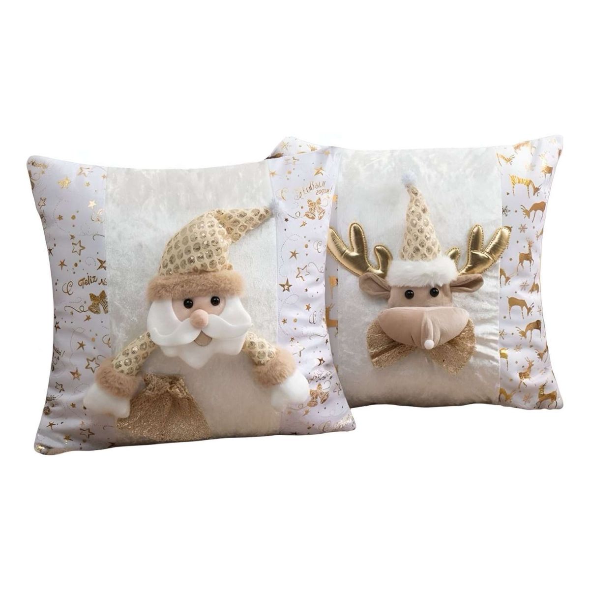 GENERICO - SET DE 2 FUNDAS DE COJIN PARA NAVIDAD 3D   B18
