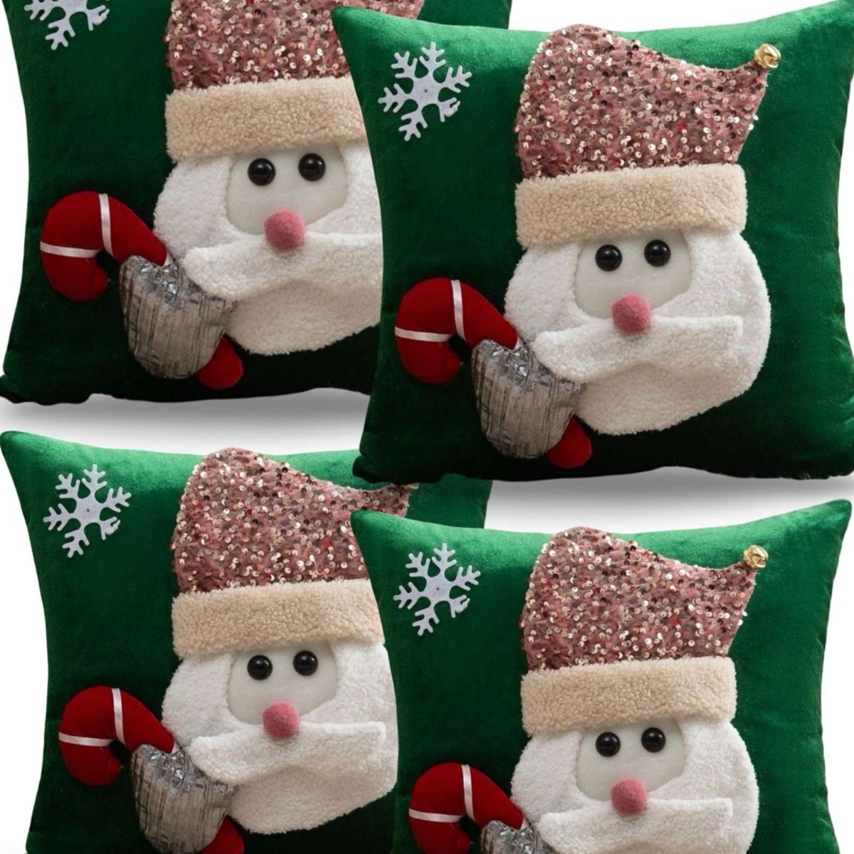 GENERICO - SET DE 4 FUNDAS DE COJIN PARA NAVIDAD 3D   B9