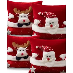 GENERICO - SET DE 4 FUNDAS DE COJIN PARA NAVIDAD 3D  B14