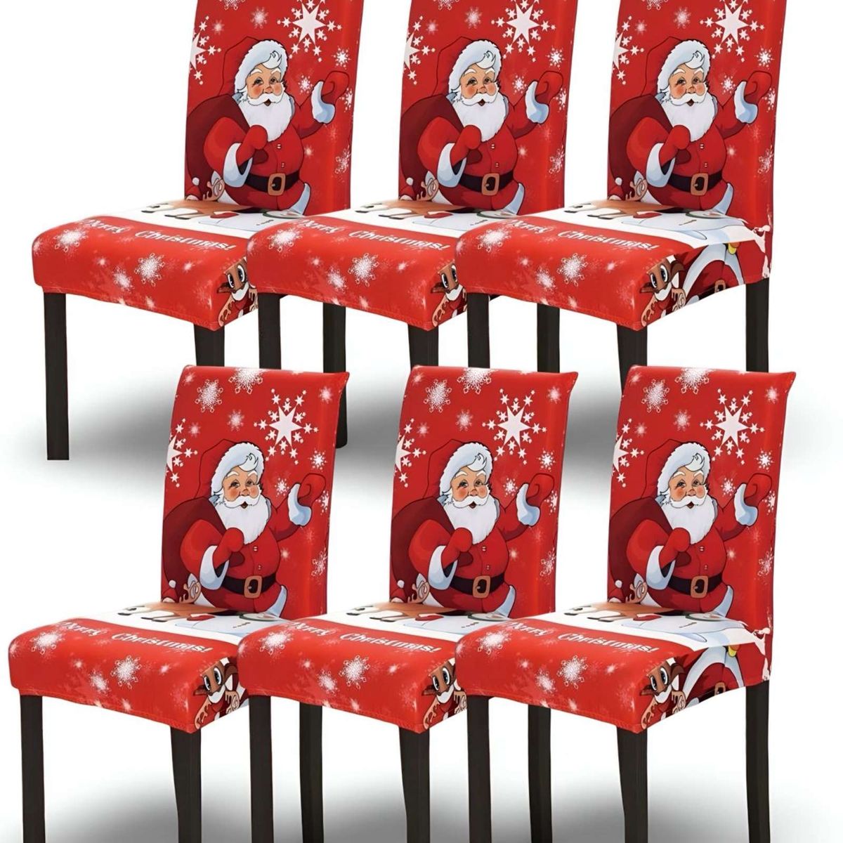 GENERICO - SET DE 6 FUNDAS PARA SILLAS DISEÑO NAVIDAD R04
