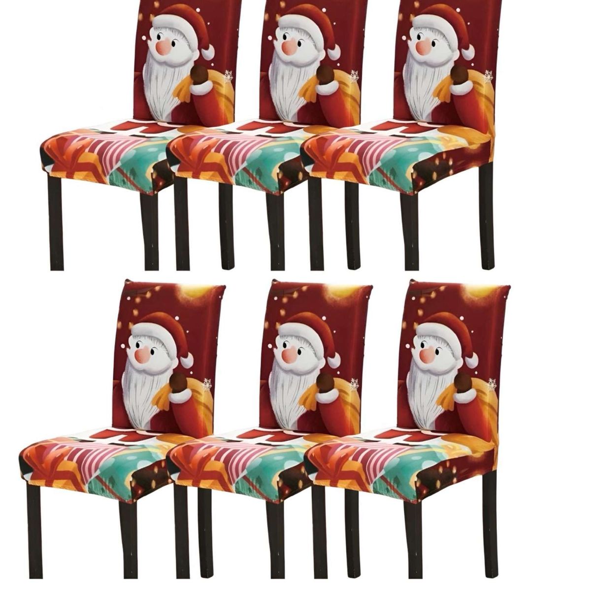 GENERICO - SET DE 6 FUNDAS PARA SILLAS DISEÑO NAVIDAD R08