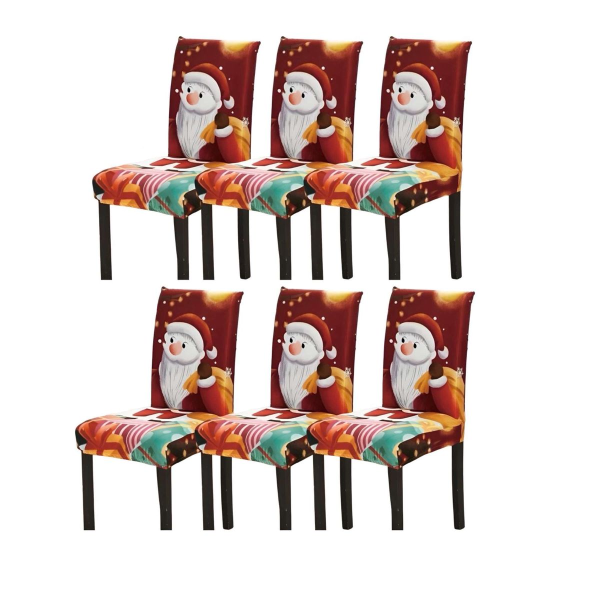 GENERICO - SET DE 6 FUNDAS PARA SILLAS DISEÑO NAVIDAD R08