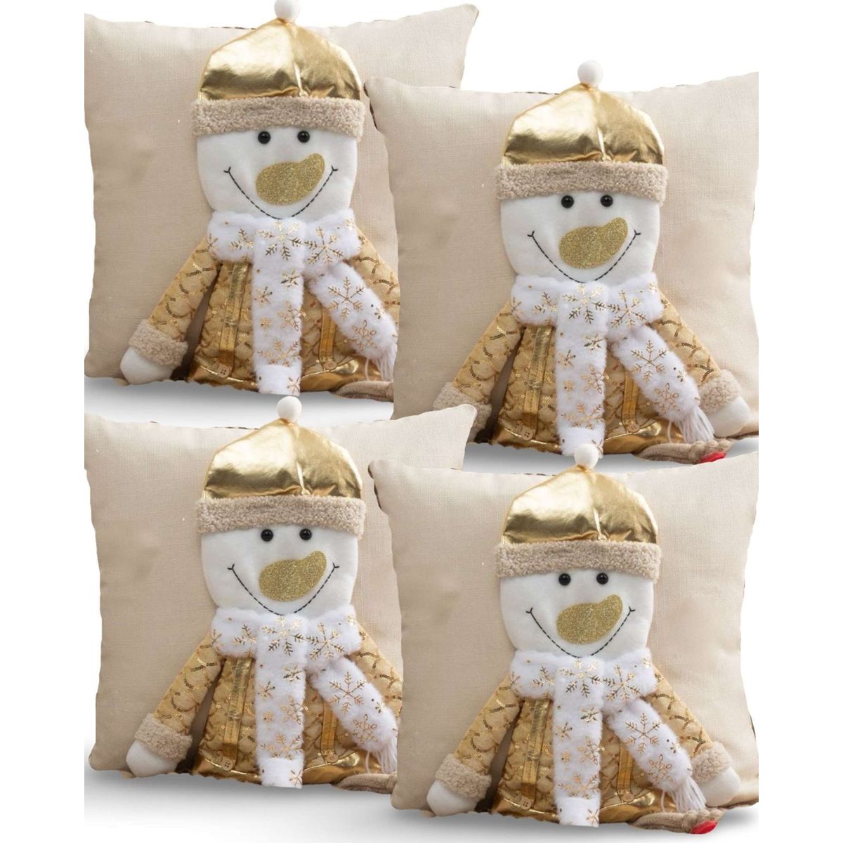 GENERICO - SET DE 4 FUNDAS DE COJIN PARA NAVIDAD 3D   B20