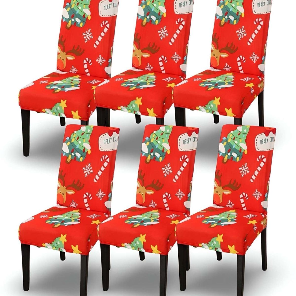 GENERICO - SET DE 6 FUNDAS PARA SILLAS DISEÑO NAVIDAD R15