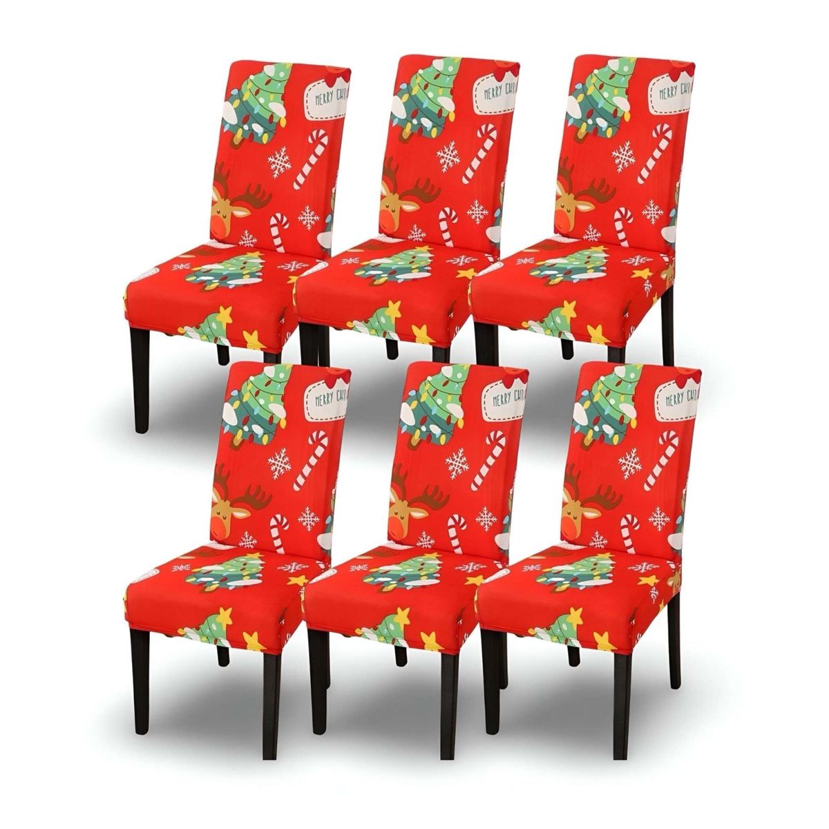 GENERICO - SET DE 6 FUNDAS PARA SILLAS DISEÑO NAVIDAD R15