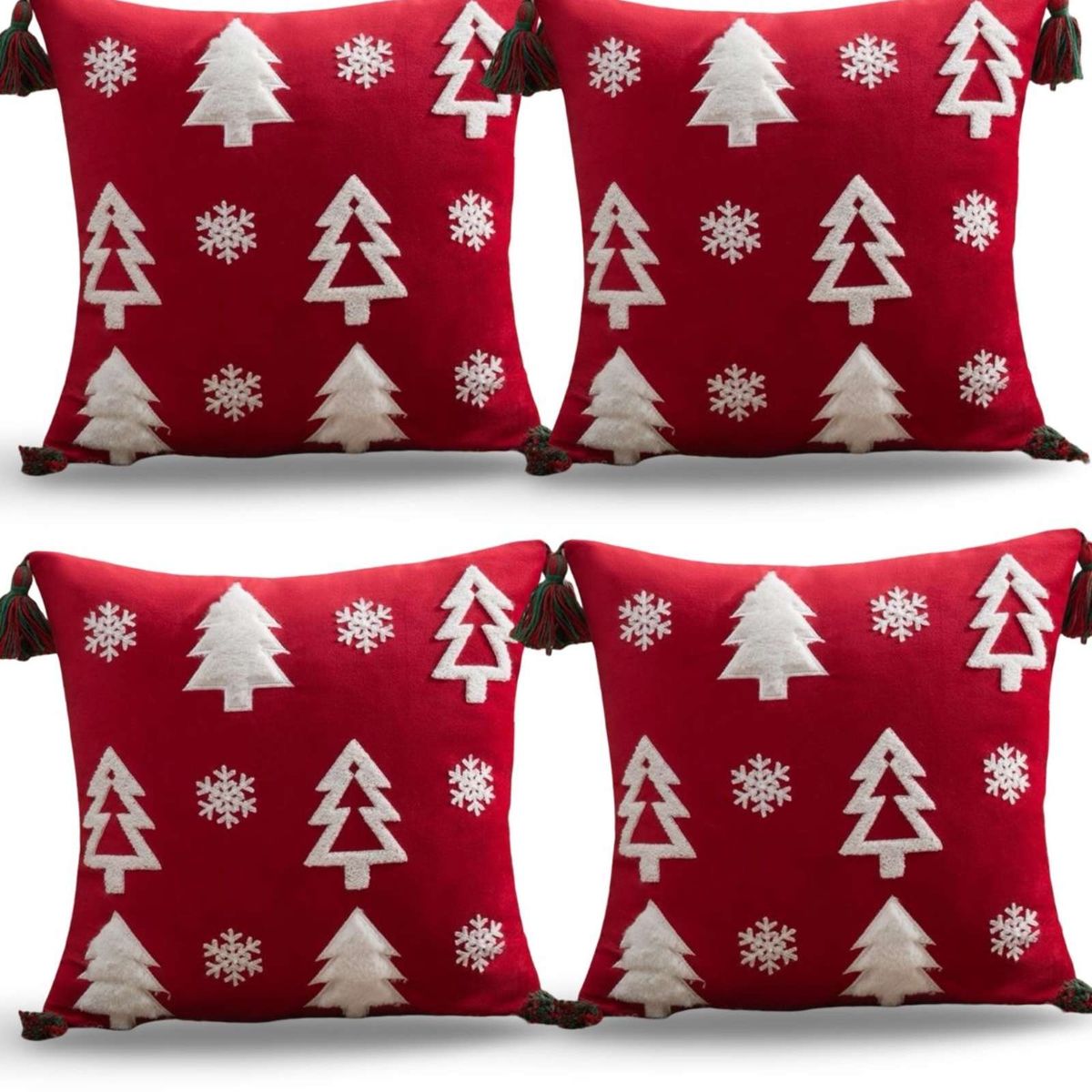 GENERICO - SET DE 4 FUNDAS DE COJIN PARA NAVIDAD A4