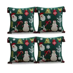 GENERICO - SET DE 4 FUNDAS DE COJIN PARA NAVIDAD A2