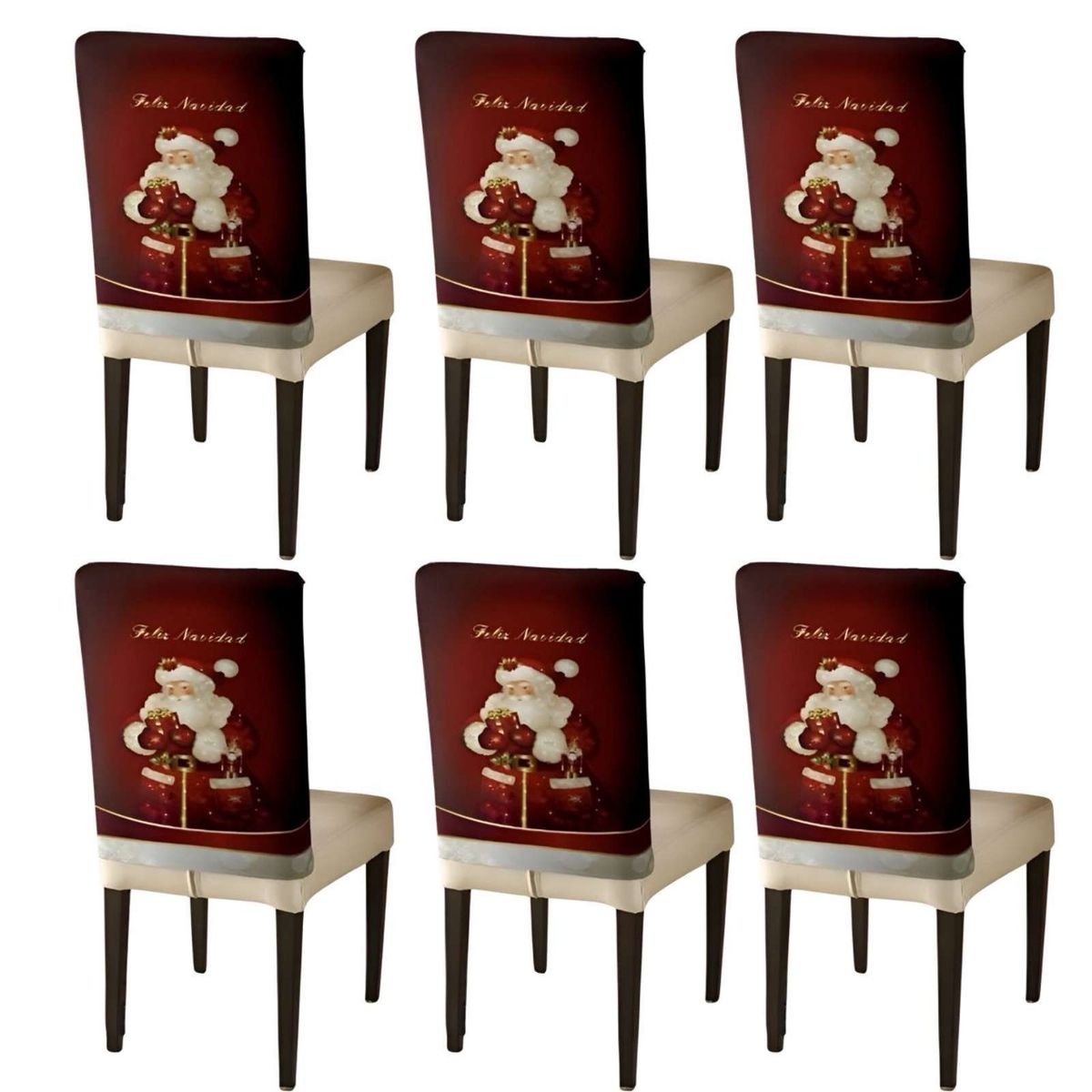GENERICO - Pack 6 fundas de respaldo de sillas diseño navidad TF 25