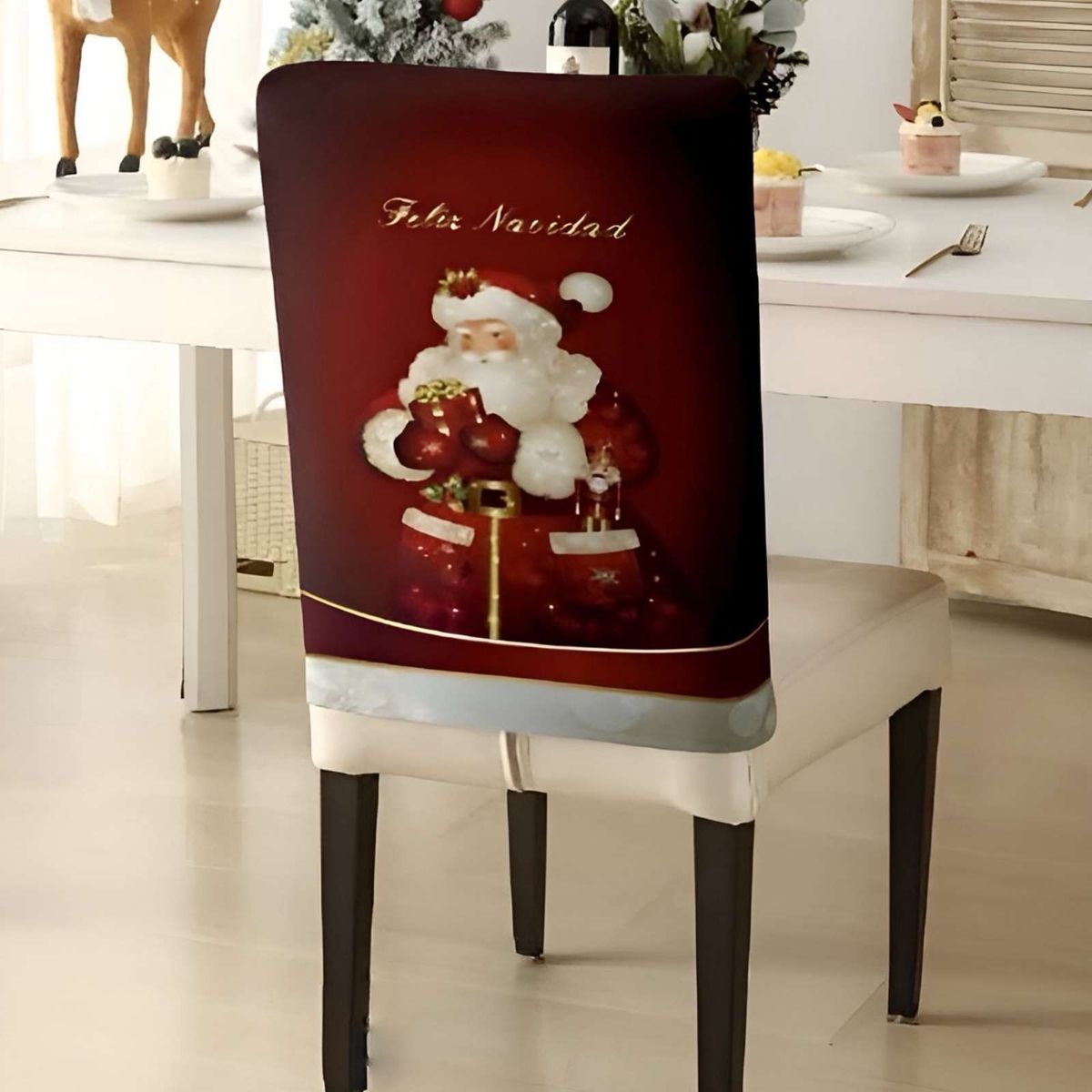 GENERICO - Pack 6 fundas de respaldo de sillas diseño navidad TF 25