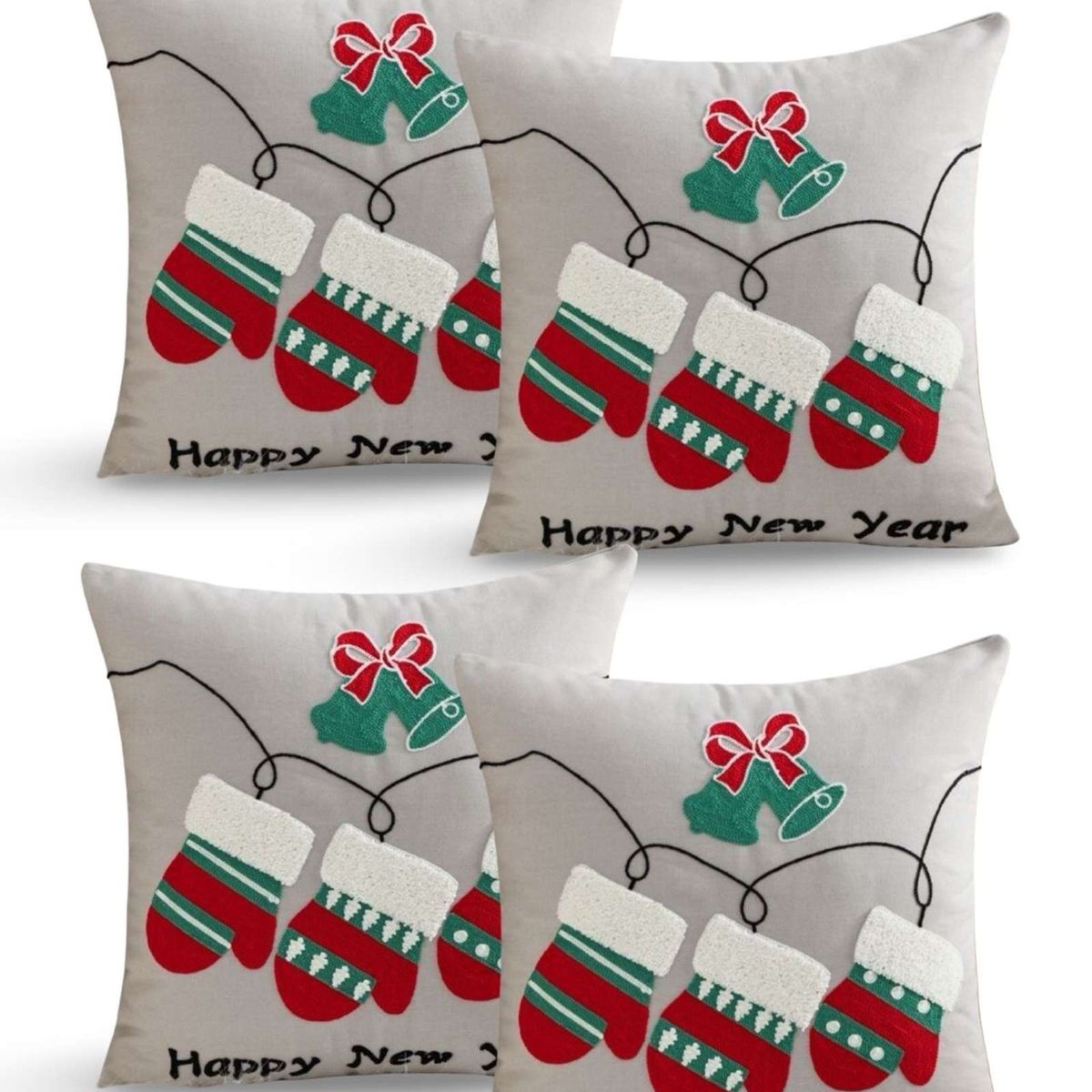 GENERICO - SET DE 4 FUNDAS DE COJIN PARA NAVIDAD K14