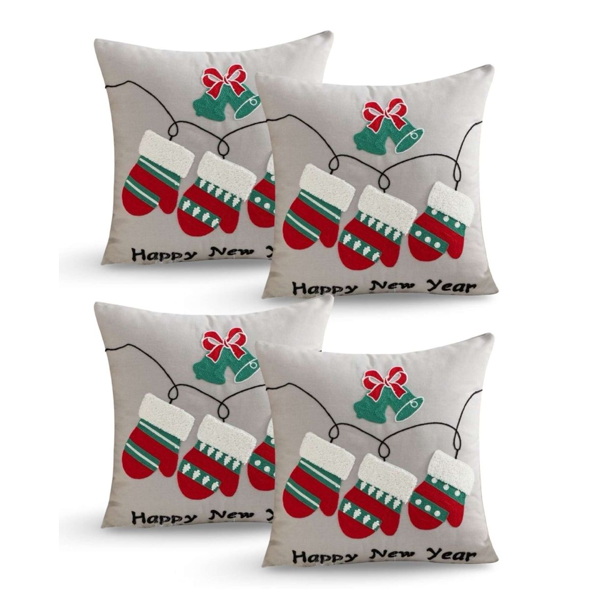 GENERICO - SET DE 4 FUNDAS DE COJIN PARA NAVIDAD K14