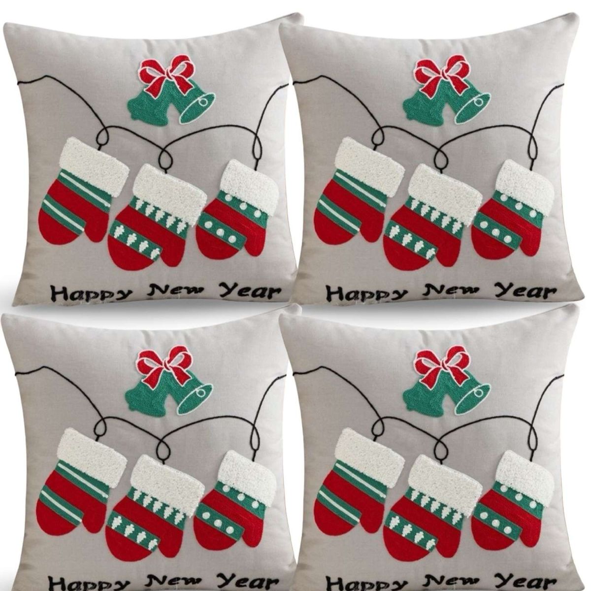 GENERICO - SET DE 4 FUNDAS DE COJIN PARA NAVIDAD K14